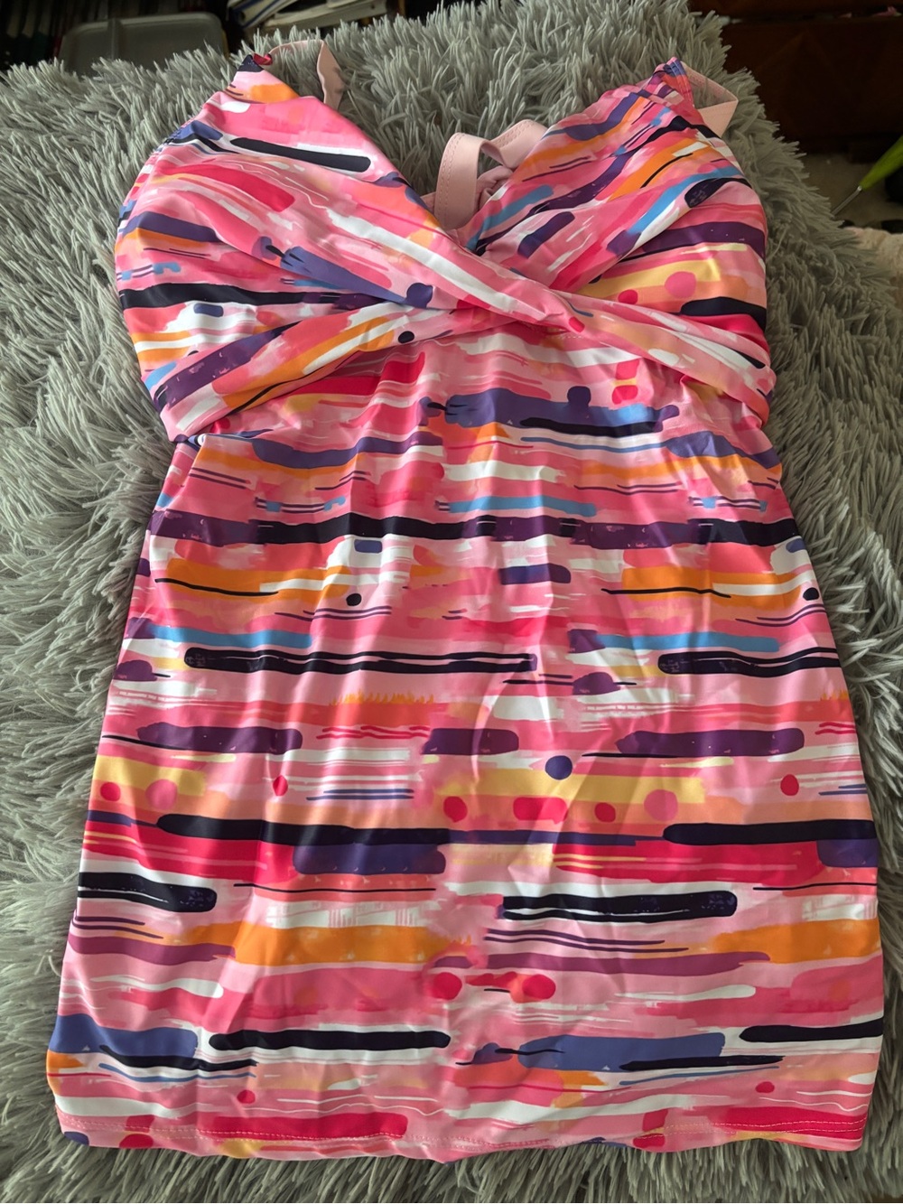 Women’s' Pink Multi-Stripe Tankini Top/Bottom